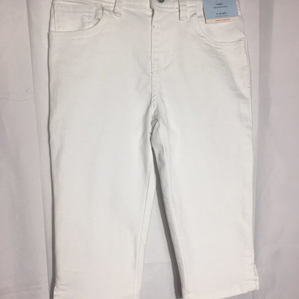 Little Girls White Jean Capri 6/6X